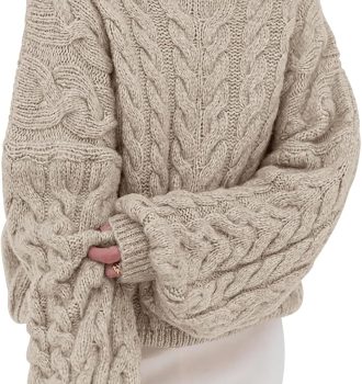 Women Sweaters Spring 2026 Cable Knit Long Sleeve Crewneck Oversized Sweater Chunky Pullover Loose Outfits