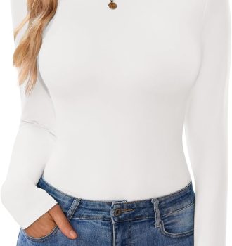 Turtleneck Shirt Women Long Sleeve Mock Neck Slim Fit Tops Thermal Base Layer Soft Lightweight Stretch Undershirts