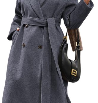 Women's Winter Double Breasted Wool Coat Long Sleeve Notched Collar Trench Long Oversized Button Down Overcoats