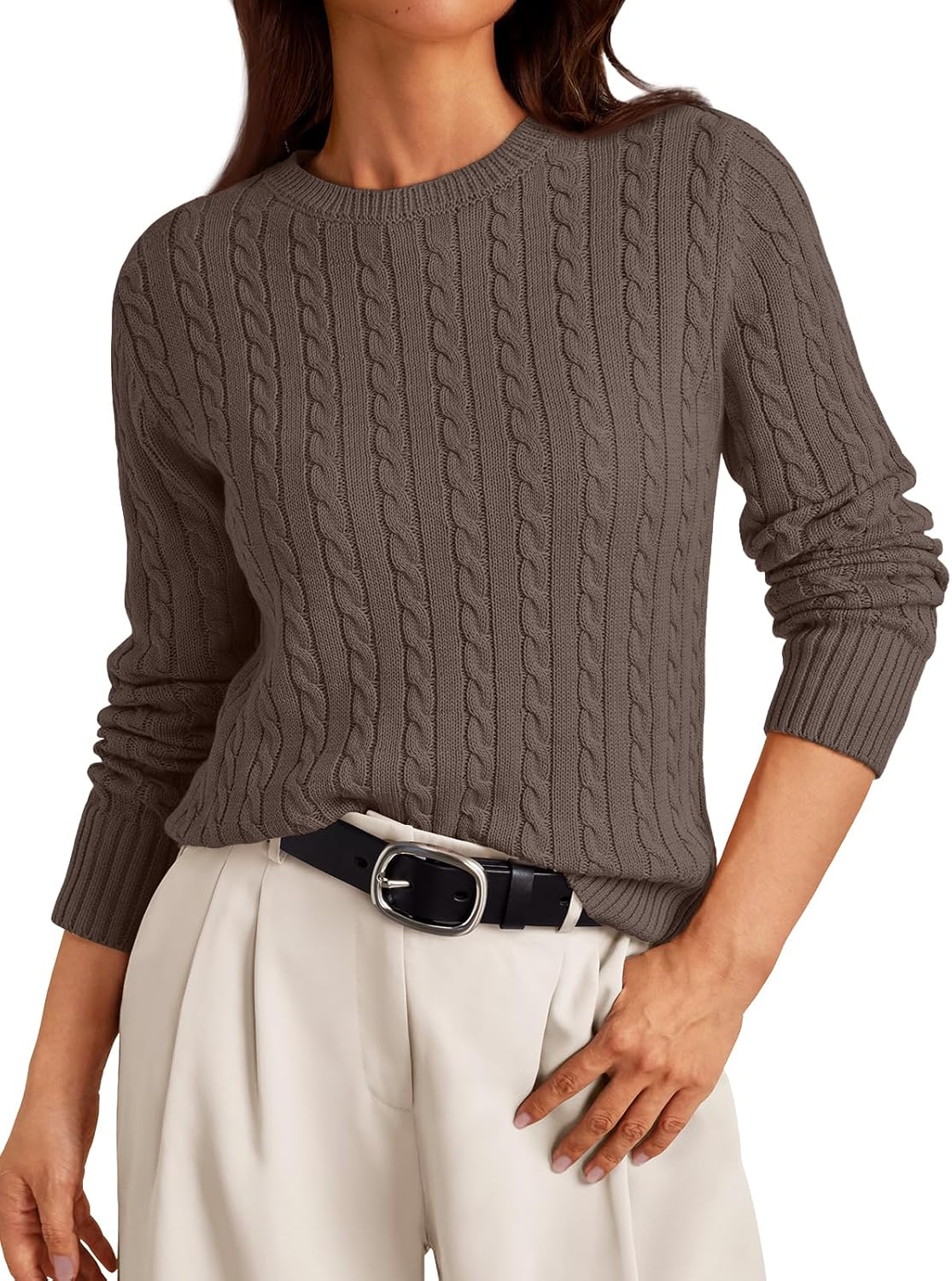 Cable Knit Sweater Women Soft Pullover Lightweight Ladies Business Casual Trendy Sweaters 2026