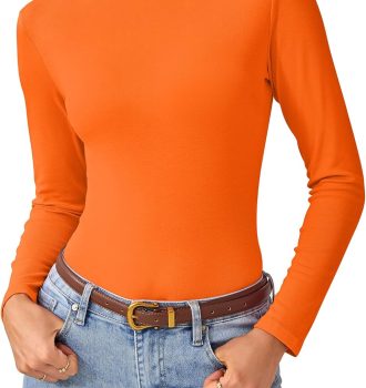 Turtleneck Tops for Women - Long Sleeve Shirts Stretch Slim Fit Fall Fashion Basic Underwear Top Winter Clothes 2026