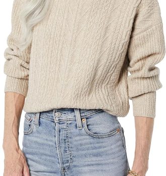 Women Cable Knit Sweater, Soft-Touch Modern Crewneck, Plus Size Available